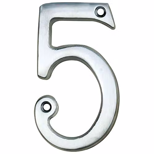 Loops Satin Chrome House Numeral Plaque, Height: 75 mm, Depth: 4 mm