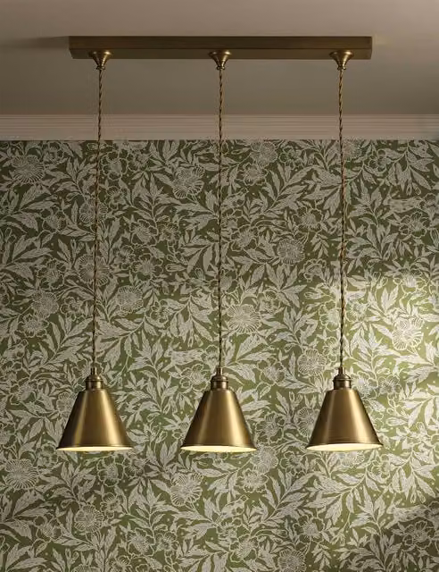 Joules Wollaton 3 Light Metal Bar Pendant Light in Antique Brass