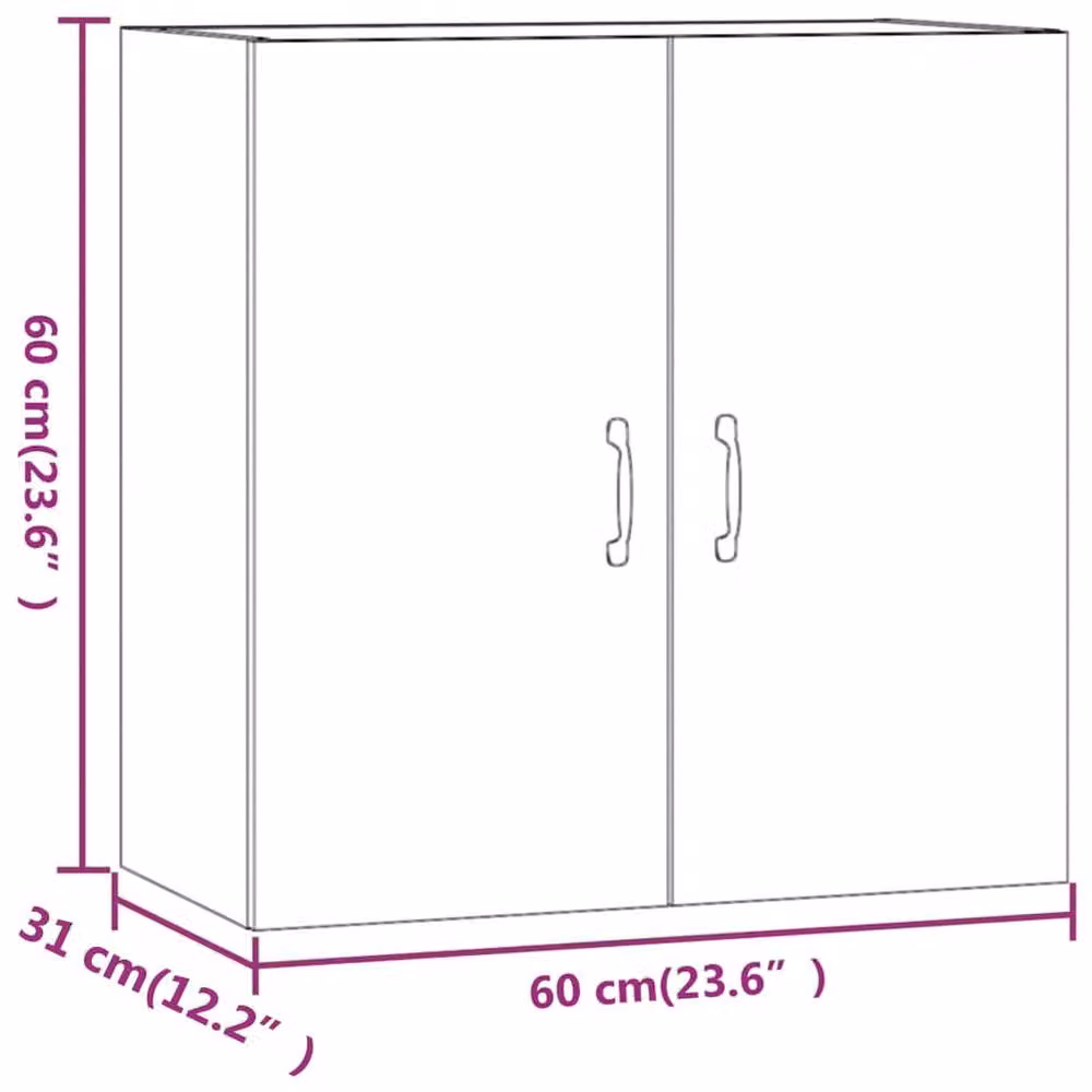 Berkfield Home White Wall Mounted Cabinet with Hinged Doors and Internal Shelves, W/D/H: 60 x 31 x 60 cm – 3
