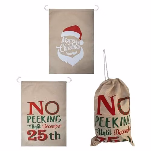 VFM e-Store Christmas Santa Sack in Assorted Multicolour Designs, W 70 cm x H 50 cm