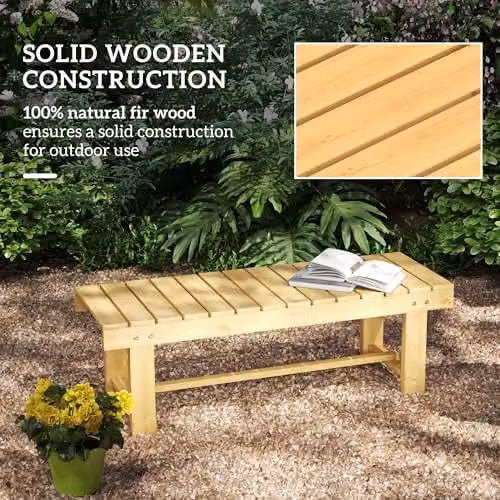 Outsunny 2 Seater Wooden Garden Bench in Brown, W/D/H: 110 x 38 x 35 cm – 4