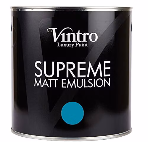 Vintro Luxury Matt Emulsion Multi Surface Paint in Teal with a Smooth Chalky Finish, 2.5L – 3
