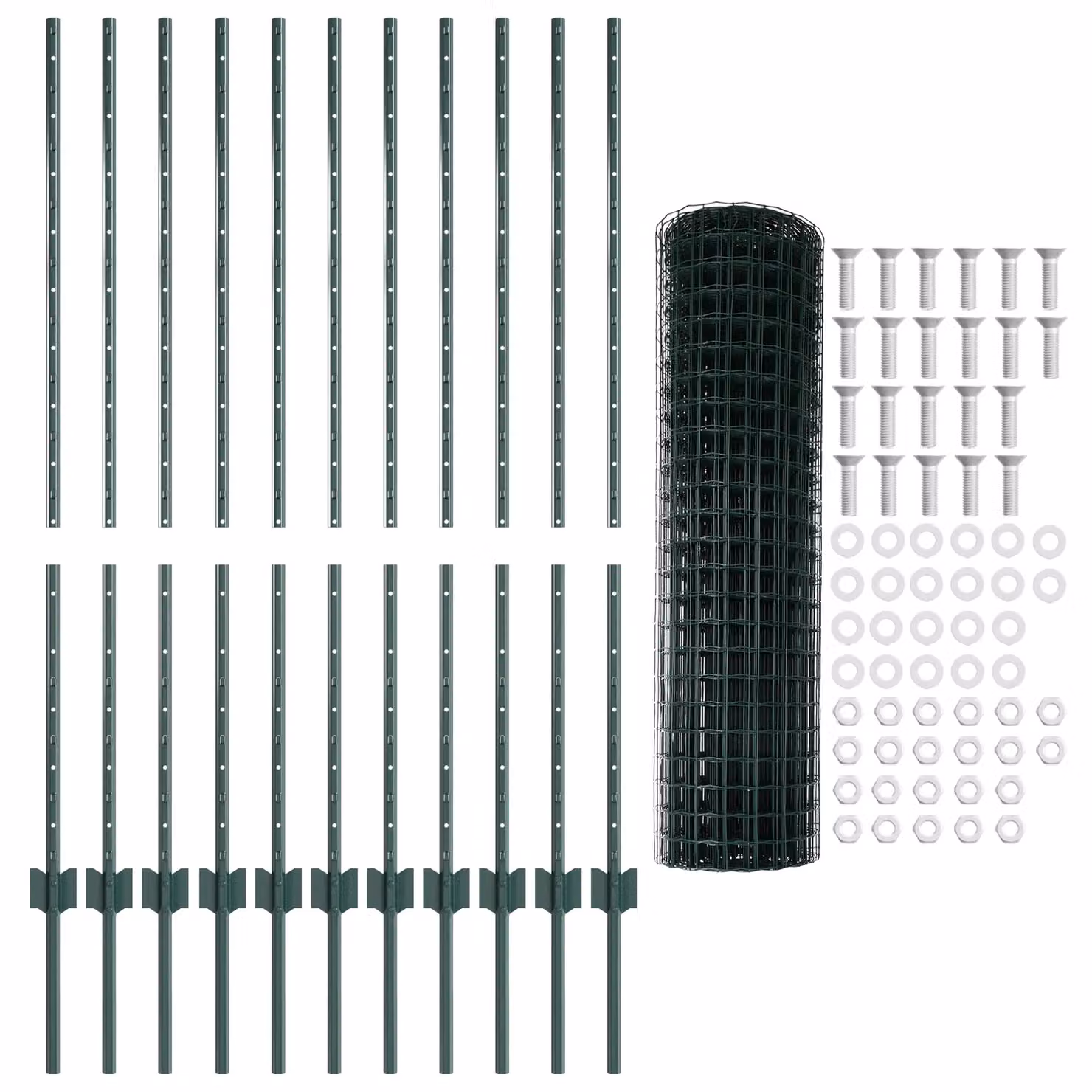 Berkfield Home Euro Fence Green Steel with 11 U-Profile Posts, 2 x 25 m – 3