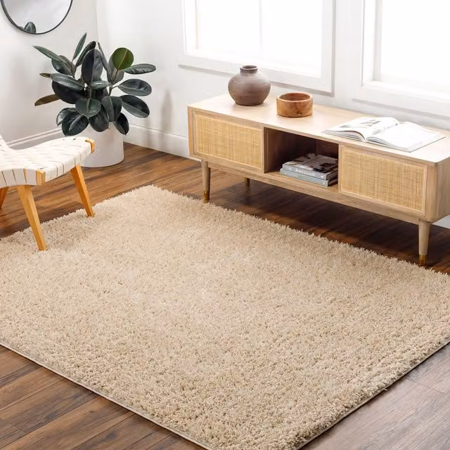 Livabliss Moda Shag Plush Pile Rectangular Rug in Blue, Beige, Pink or Grey, W: 200 cm, D: 275 cm