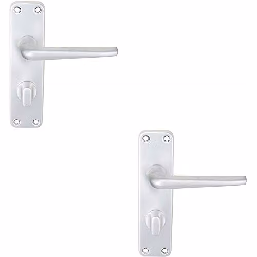 Loops Pair of Straight Tapered Lever Bathroom Door Handles in Black Brushed Aluminium, W: 152 mm, H: 41 mm