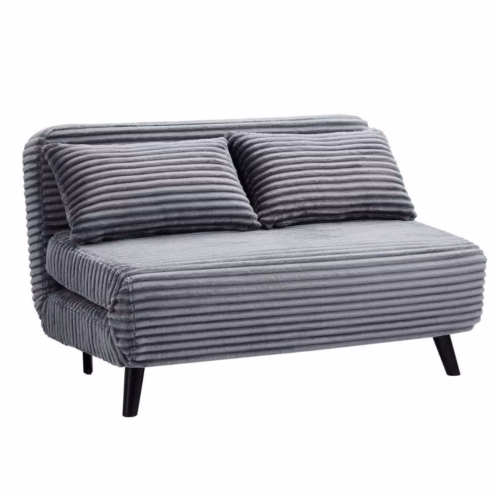 Home Detail Kellar 2 Seater Click-Clack Sofa Bed in Grey with Scatter Cushions, W/D/H: 140 x 190 cm – 2