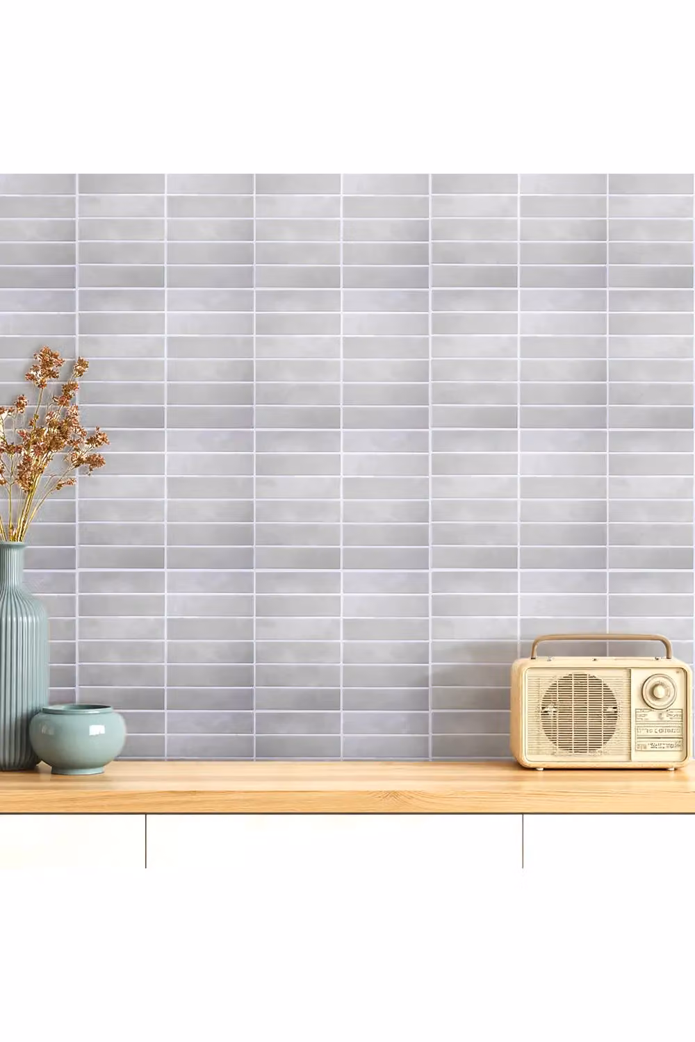 Living and Home 10-Piece 3D Rectangle Straight Pattern Self-Adhesive Wall Tile Stickers in Light Beige – 2
