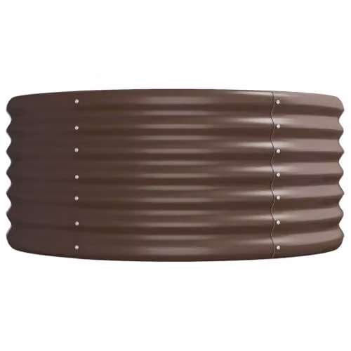 vidaXL Brown Galvanised Steel Raised Bed for Vegetable, Herb or Ornamental Gardens W: 440 cm, D: 80 cm, H: 36 cm – 4
