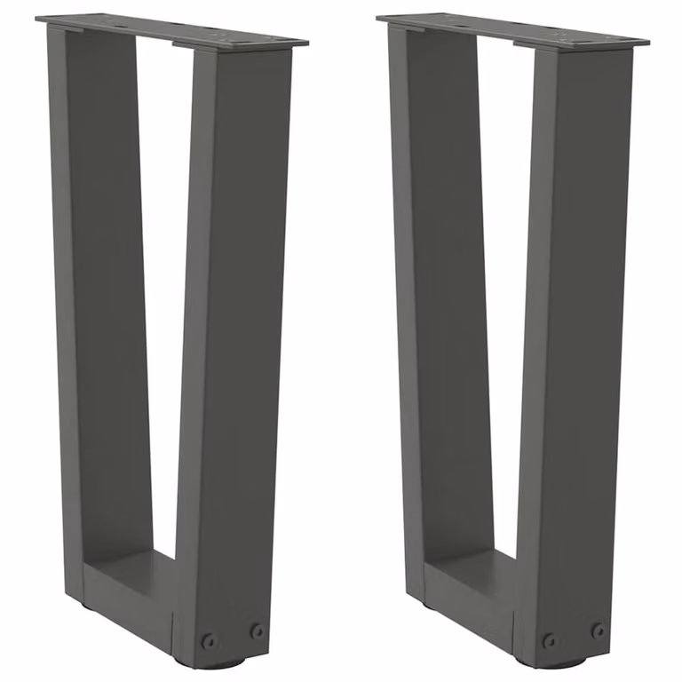 Berkfield Home V-Shape Dining Table Legs, 2 Piece Steel Set in Anthracite Grey, H: 42-43.3 cm x W: 38 cm