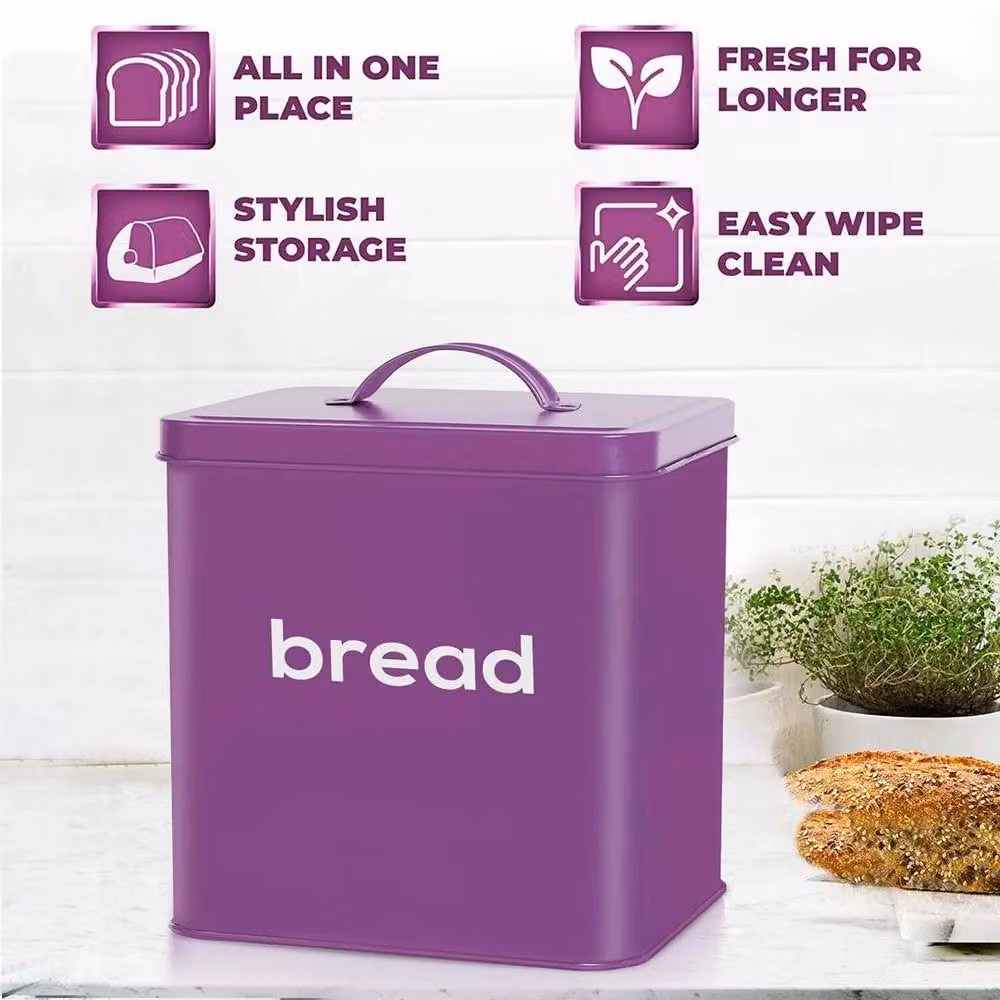 Kelvenix 5 Piece Metal Enamel Bread Bin Set in Purple – 2