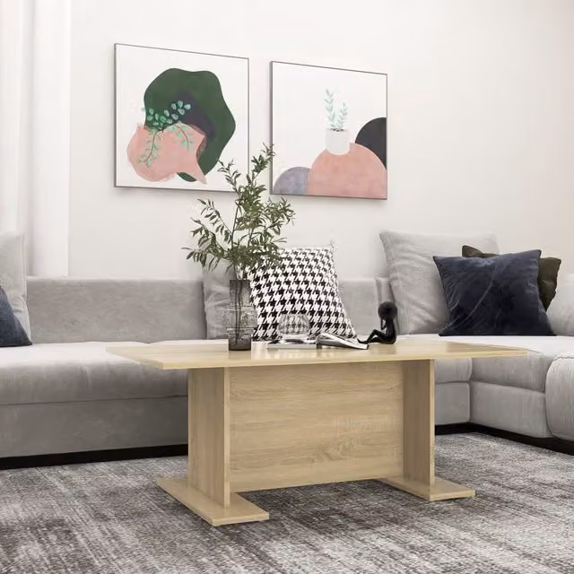 Berkfield Home Modern Rectangular Coffee Table in Sonoma Oak, Brown, W: 103.5 cm, D: 60 cm, H: 40 cm – 1