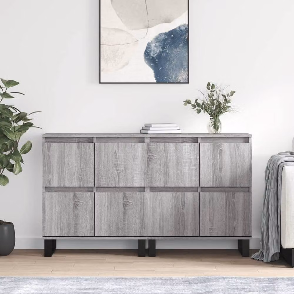 Berkfield Home Set of 2 Modern Grey Sonoma Sideboards, W/D/H: 120 x 35 x 70 cm – 2