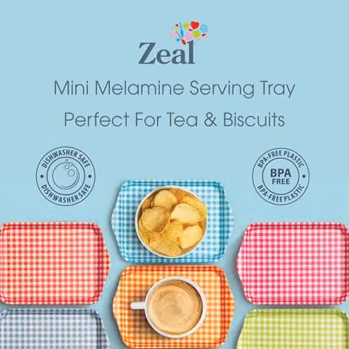 Zeal Mini Melamine Serving Tray with Handles, Green, W: 18 cm, D: 14 cm – 3
