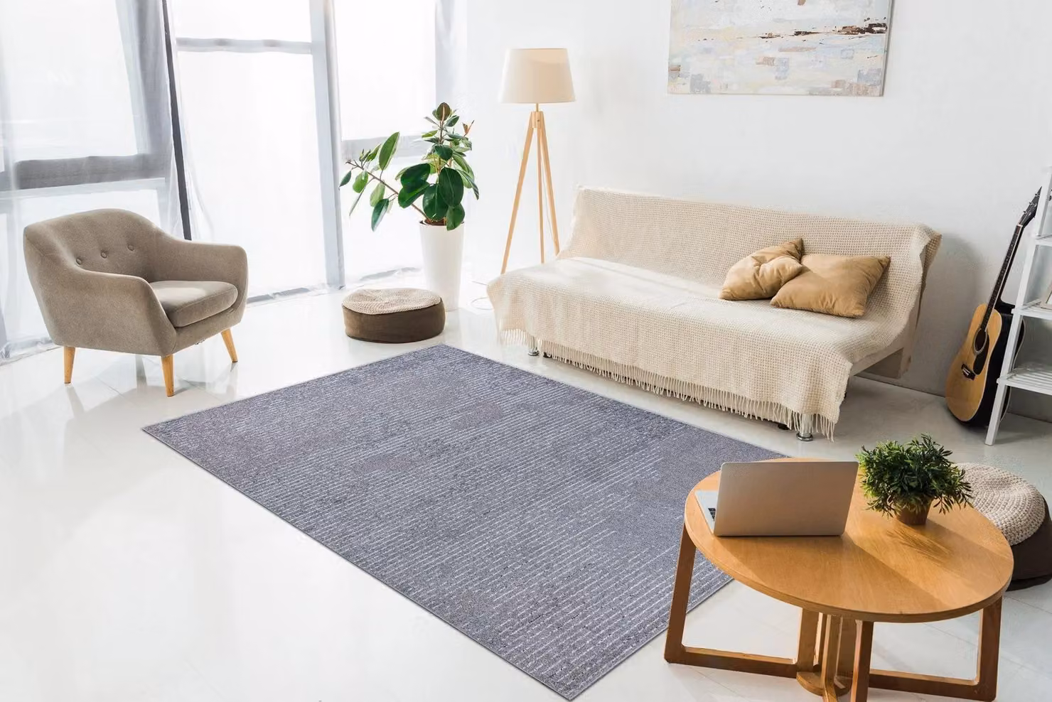 RugsX Heos Grey Modern Rectangular Rug W: 160 cm, L: 220 cm – 3