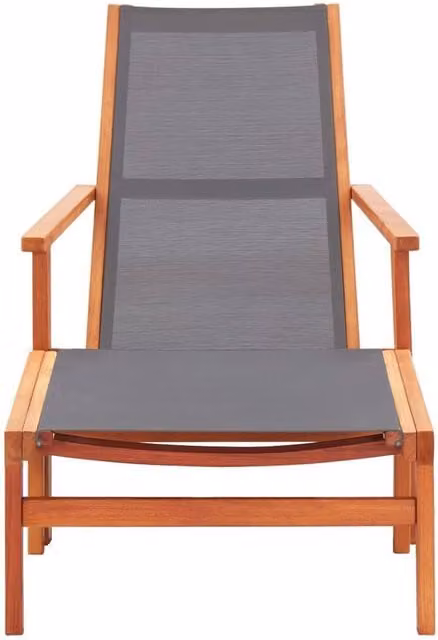 Berkfield Home Grey Garden Lounge Chair with Matching Ottoman in Solid Eucalyptus Wood and Textilene – 1