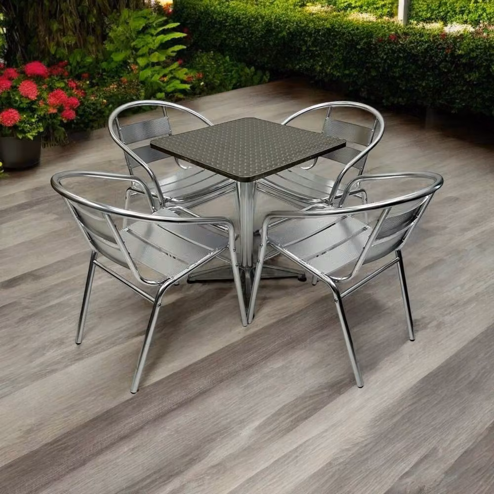 NESTLUNE Silver Aluminium Garden Patio Furniture Set W: 100 cm, D: 15 cm – 2