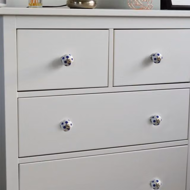 Nicola Spring Blue Ceramic Cabinet Knobs with Threaded Stem, Pack of 24