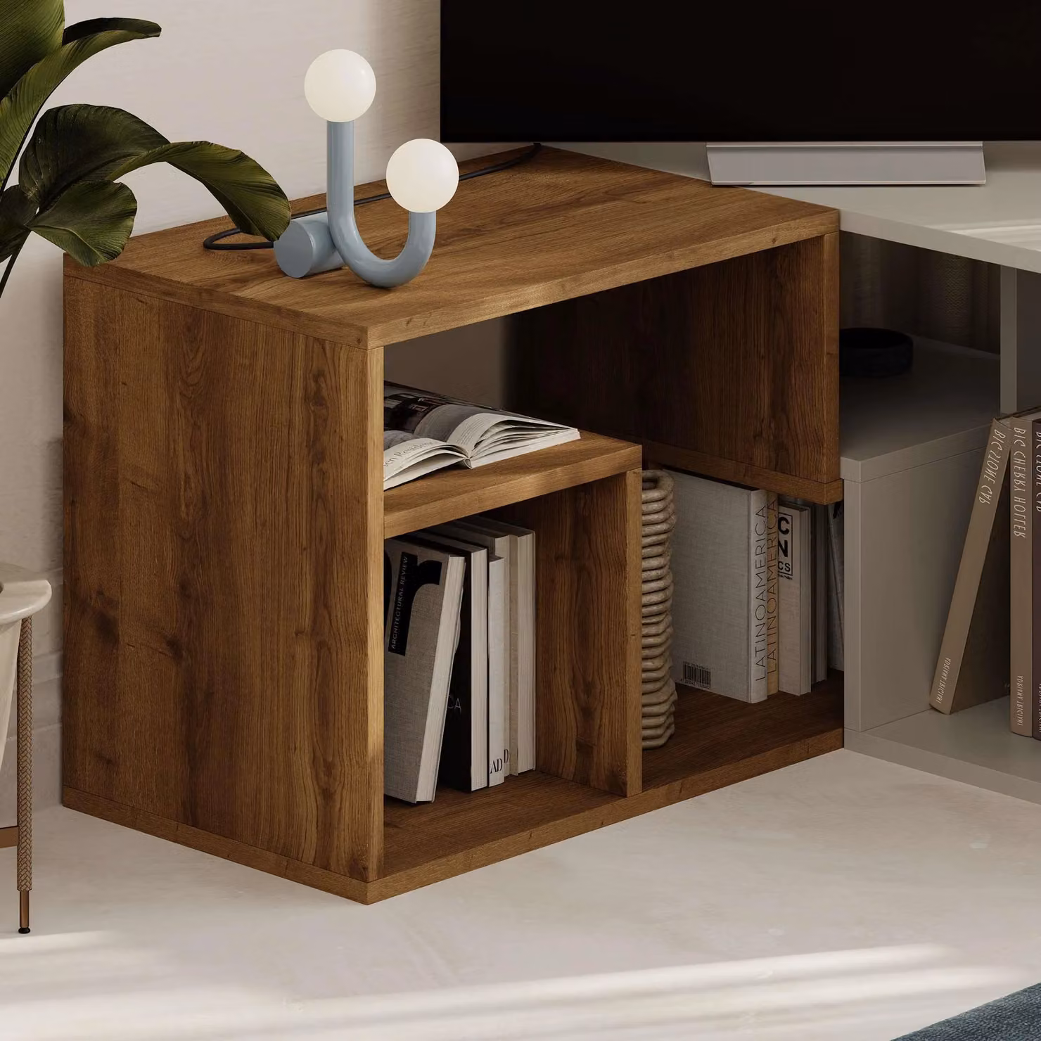 Decortie Glis Modern TV Unit and Media Stand for 35 Inch TVs in Dark Brown and Sand – 4
