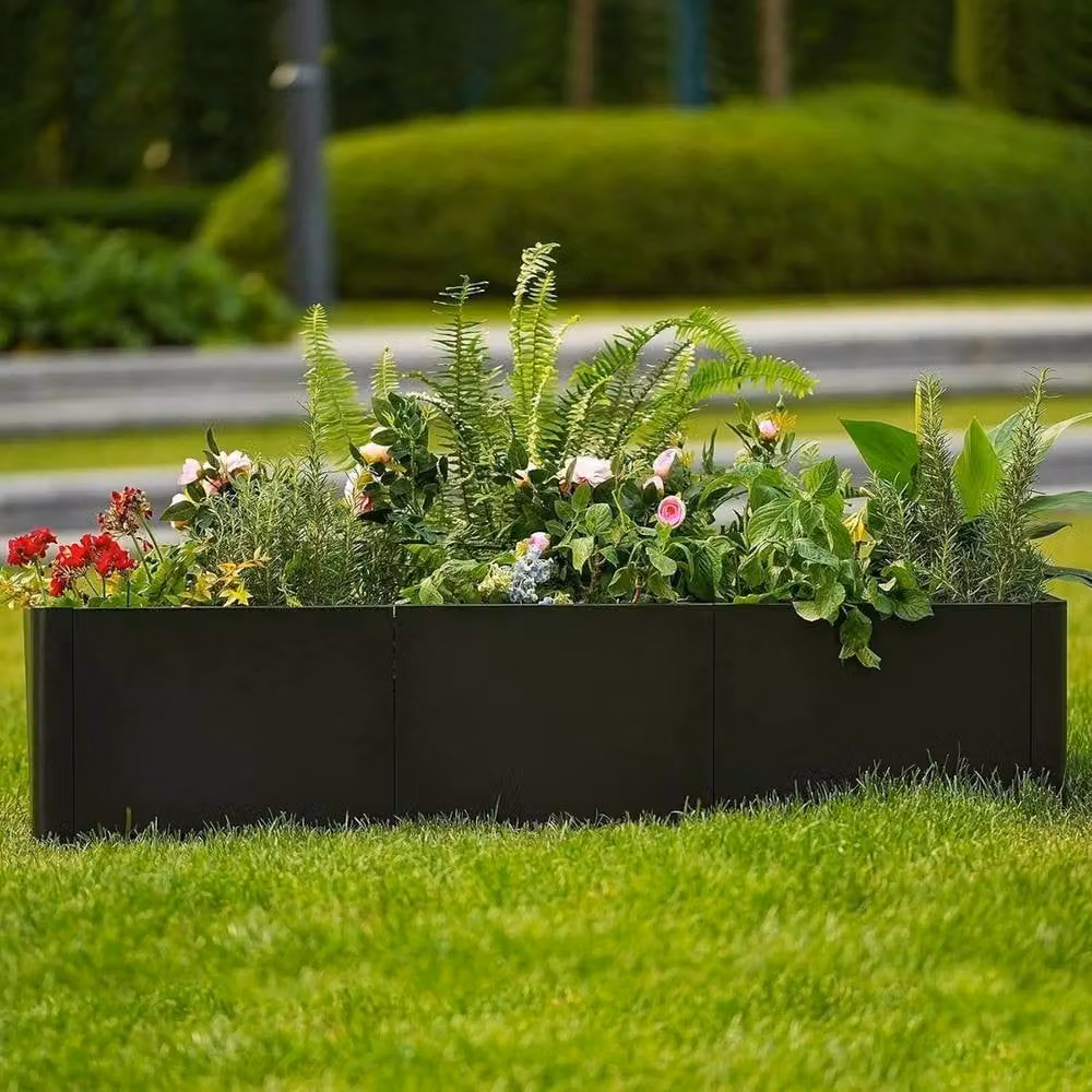 VOGREX Large Rectangular Metal Planter Tub in Black – 5