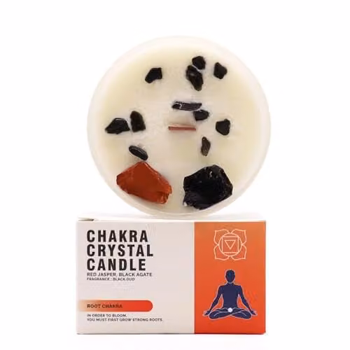 KDMD Root Chakra Crystal Candle in Red and Black – 1