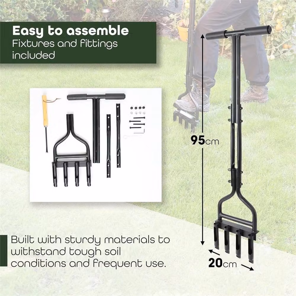SPETLEK Manual Lawn Aerator Tool with 4 Hollow Slots for Garden Soil Aeration, Black – 5