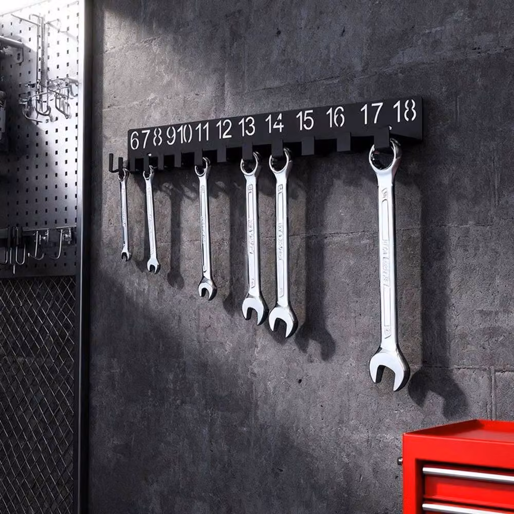 FLAVORA Set of 2 Wall Mounted Wrench Holder and Screw Organiser, Black, Width: 50 cm – 5