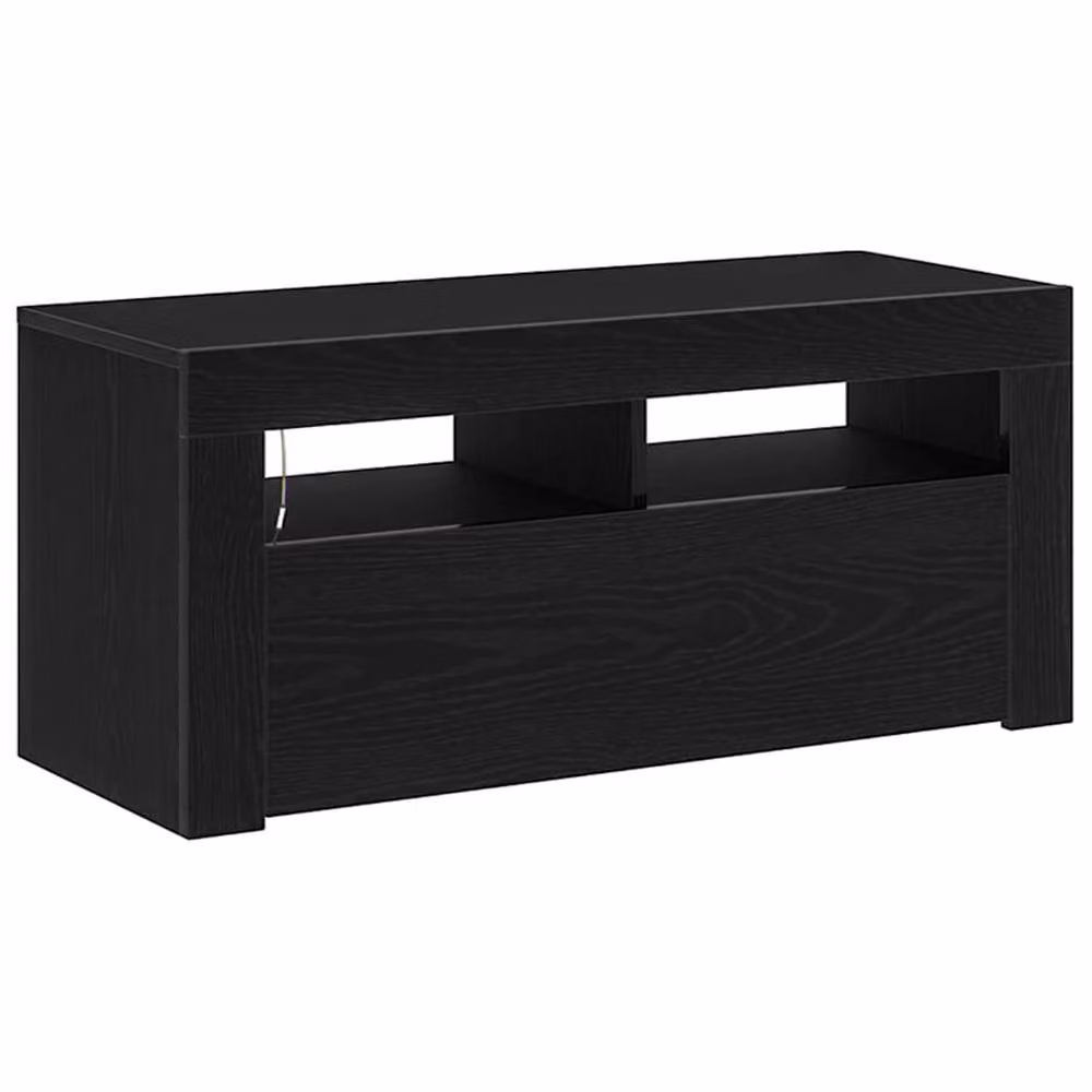 Berkfield Home Modern Black Oak TV Cabinet with LED, W/D/H: 90 x 35 x 40 cm – 6