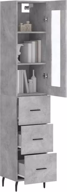 Berkfield Home Highboard in Grey, W/D/H: 34.5 x 34 x 180 cm – 1