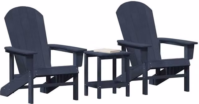 Berkfield Home Modern 3 Piece Garden Lounge Set in Navy Blue HDPE – 1