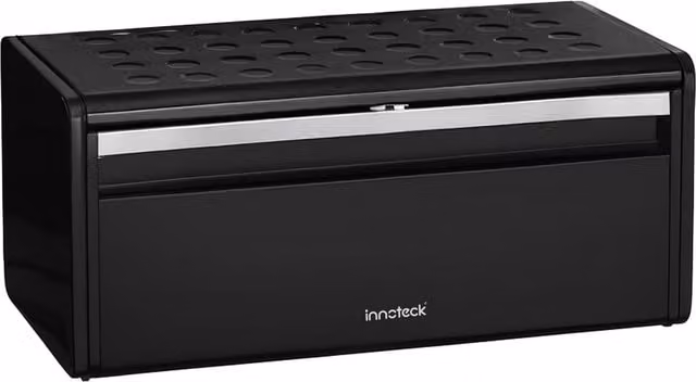 Innoteck Bread Bin with Magnetically Sealed Door, Black