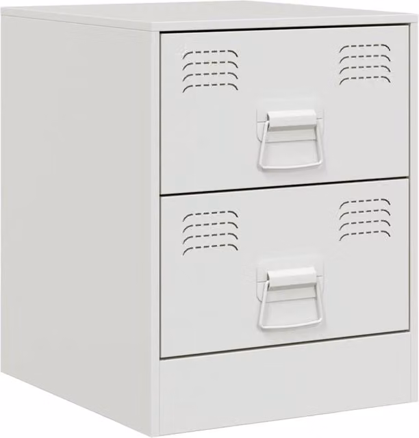Berkfield Home White Metal Bedside Cabinet W/D/H: 34.5 x 39.0 x 44.0 cm – 1