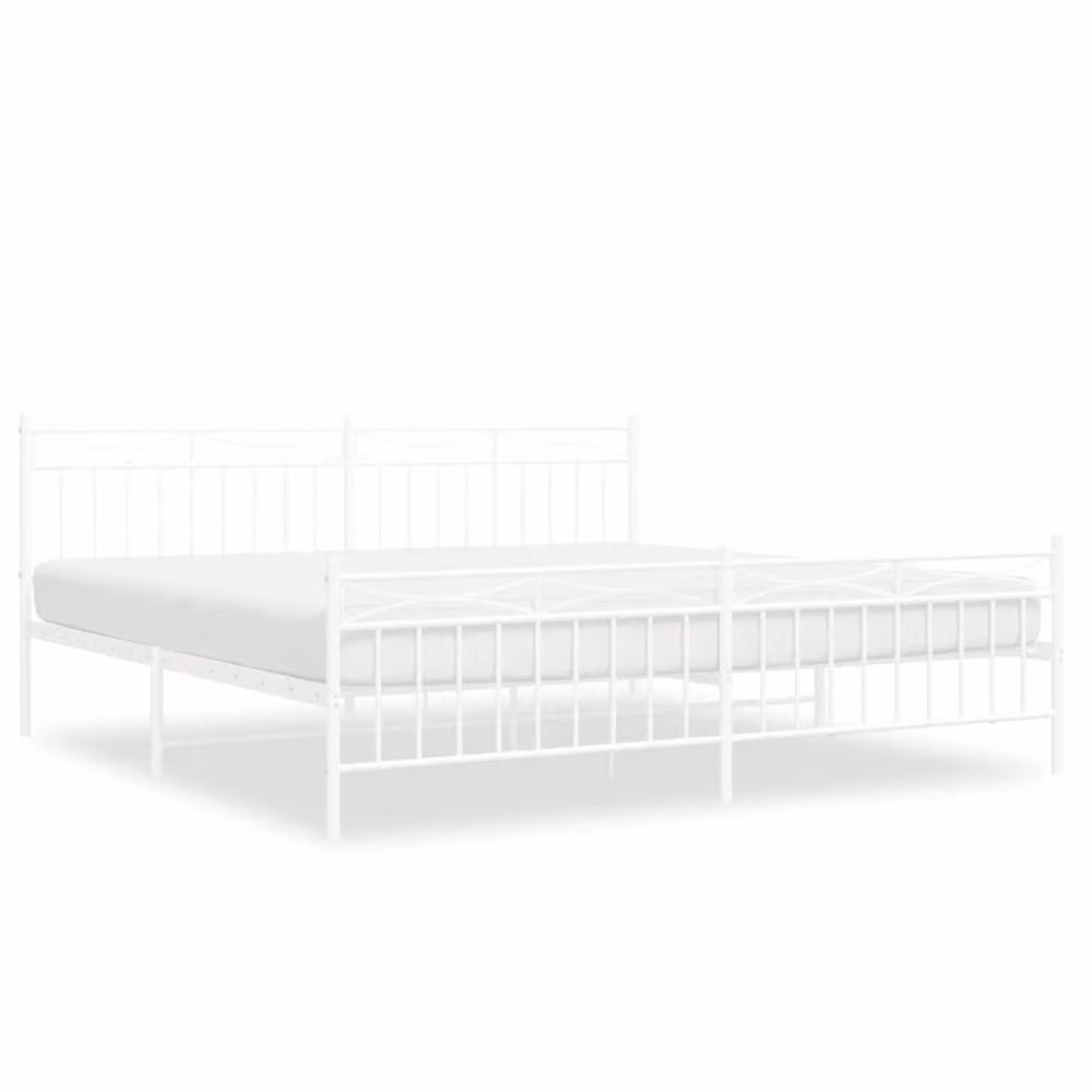 Berkfield Home Metal Bed Frame with Headboard and Footboard, White, W/D/H: 193 x 91 x 198 cm – 2