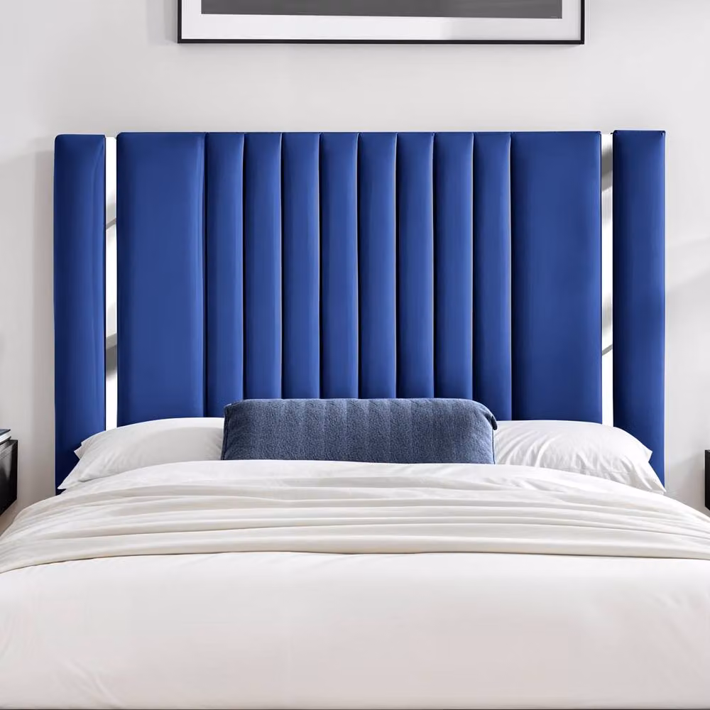 UK Bed Furniture Valencia Gas Lift Storage Upholstered Bed in Blue Velvet, W/D/H: 200 x 200 cm – 2