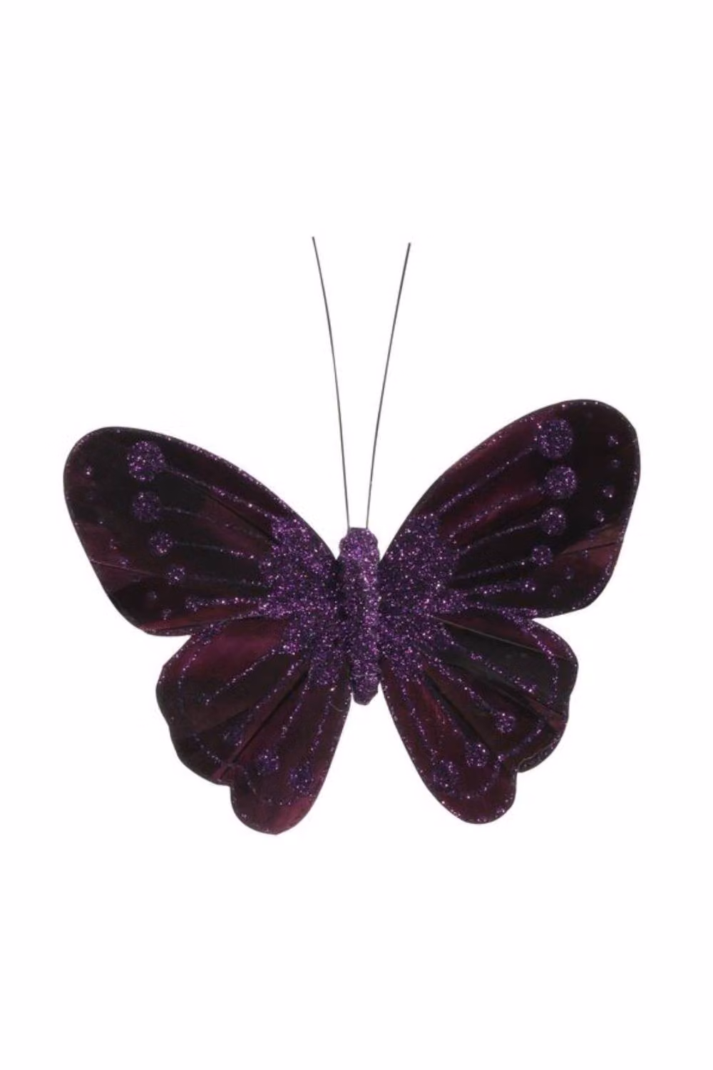 KDMD 12 Pack Dark Purple Feather and Glitter Hanging Butterflies, 11.5 cm – 2