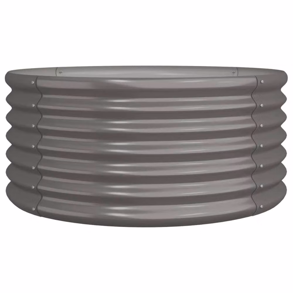 Berkfield Home Grey Powder-coated Steel Garden Planter Tub W: 80 cm, D: 80 cm, H: 36 cm – 2