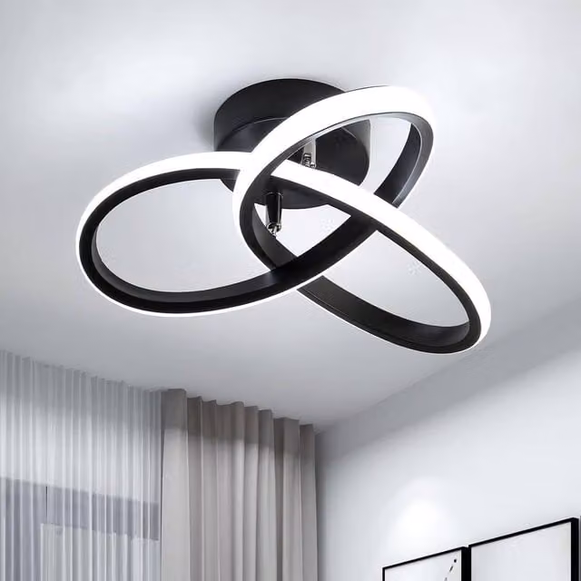 Goeco Modern Square LED Ceiling Light in Black, 22 W, 6500 K Cool White
