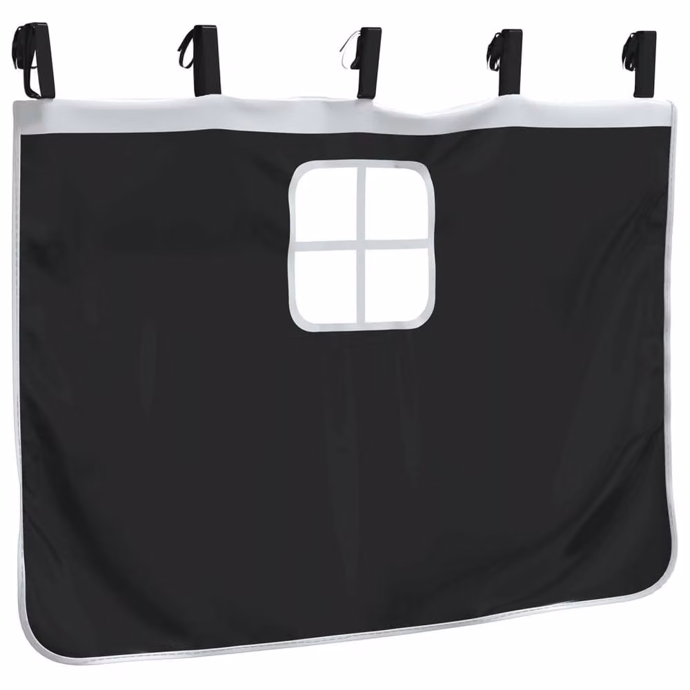 Berkfield Home Opaque Polyester Loft Bed Curtains in White and Black – 6