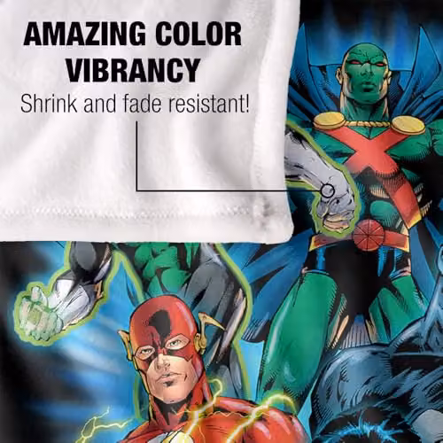 LOGOVISION Justice League Is Served Super Soft Silky Touch Fleece Throw Blanket, Multicolour, W: 127.0 cm x H: 152.4 cm – 3