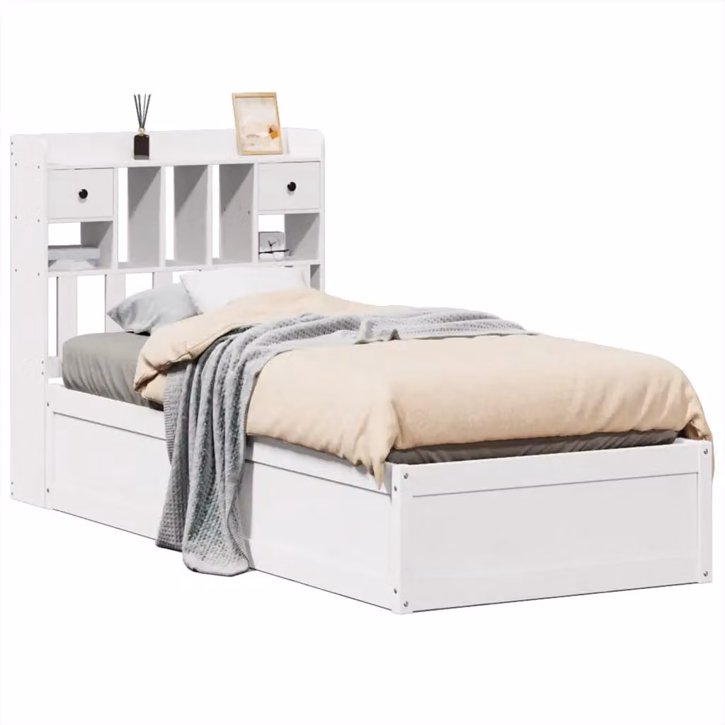 Berkfield Home Single Solid Wood Pine Bed Frame with Drawers, White, W/D/H: 90 x 190 cm – 2