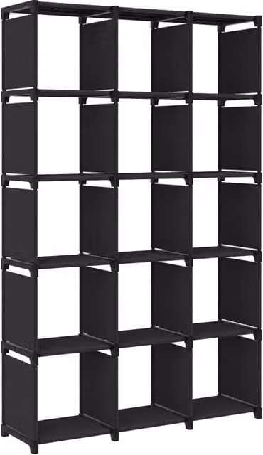 Berkfield Home 15-Cube Display Shelf in Black, W/D/H: 103 x 30 x 175.5 cm – 1