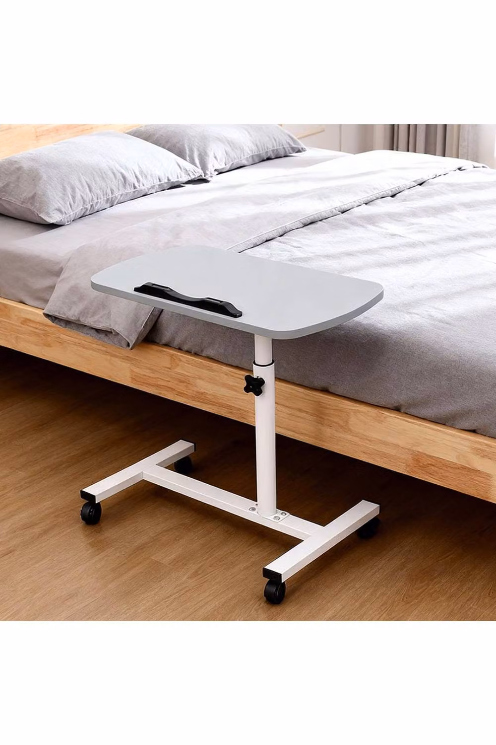 KDMD Adjustable Overbed Table with Tilting Top and Castors in Grey – 2