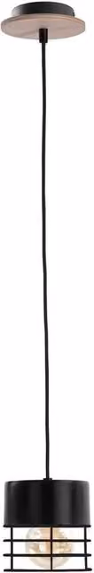 Netlighting Casa Slim Pendant Ceiling Light in Black and Wood, Diameter: 12 cm, E27