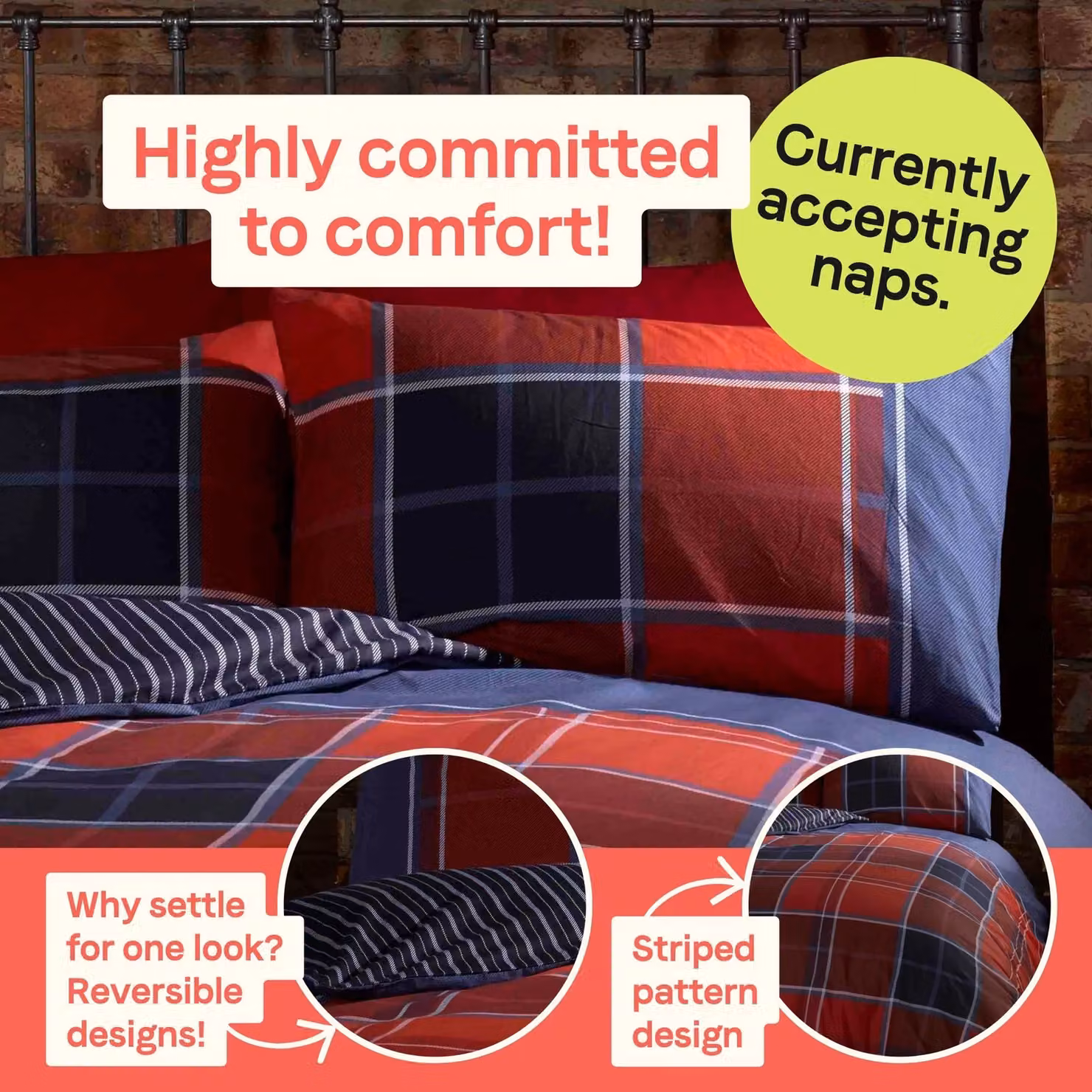 Rapport Home Argyle Red Tartan Check Reversible Polycotton Duvet Set with 2 Pillowcases, W/D/H: 200 x 200 cm and 50 x 75 cm – 2