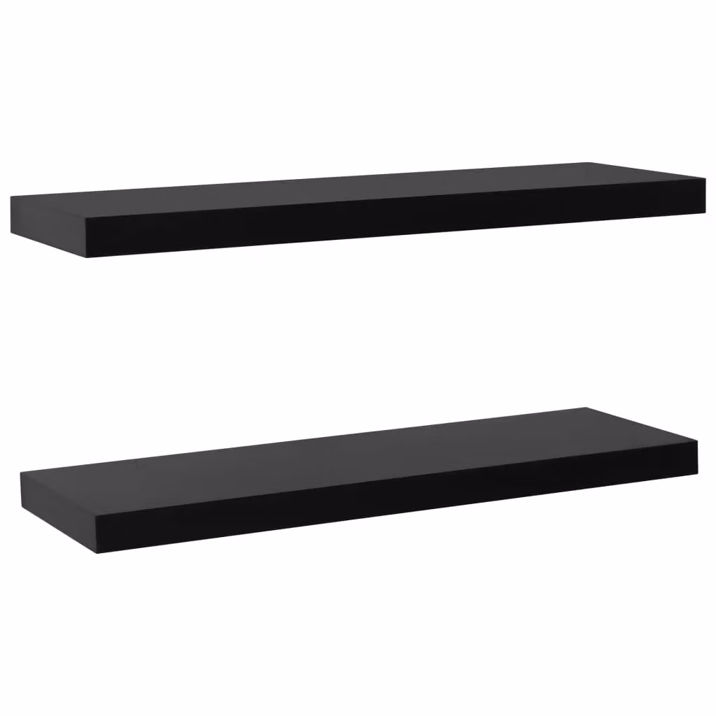 Berkfield Home Floating Wall Shelves, 2 Piece Black MDF, W: 100 cm, D: 20 cm, H: 3.8 cm – 2