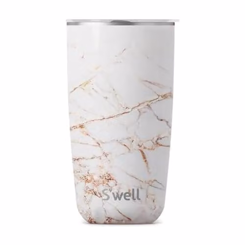 S'well Calacatta Gold Tumbler with Lid, 530ml, White and Gold – 1