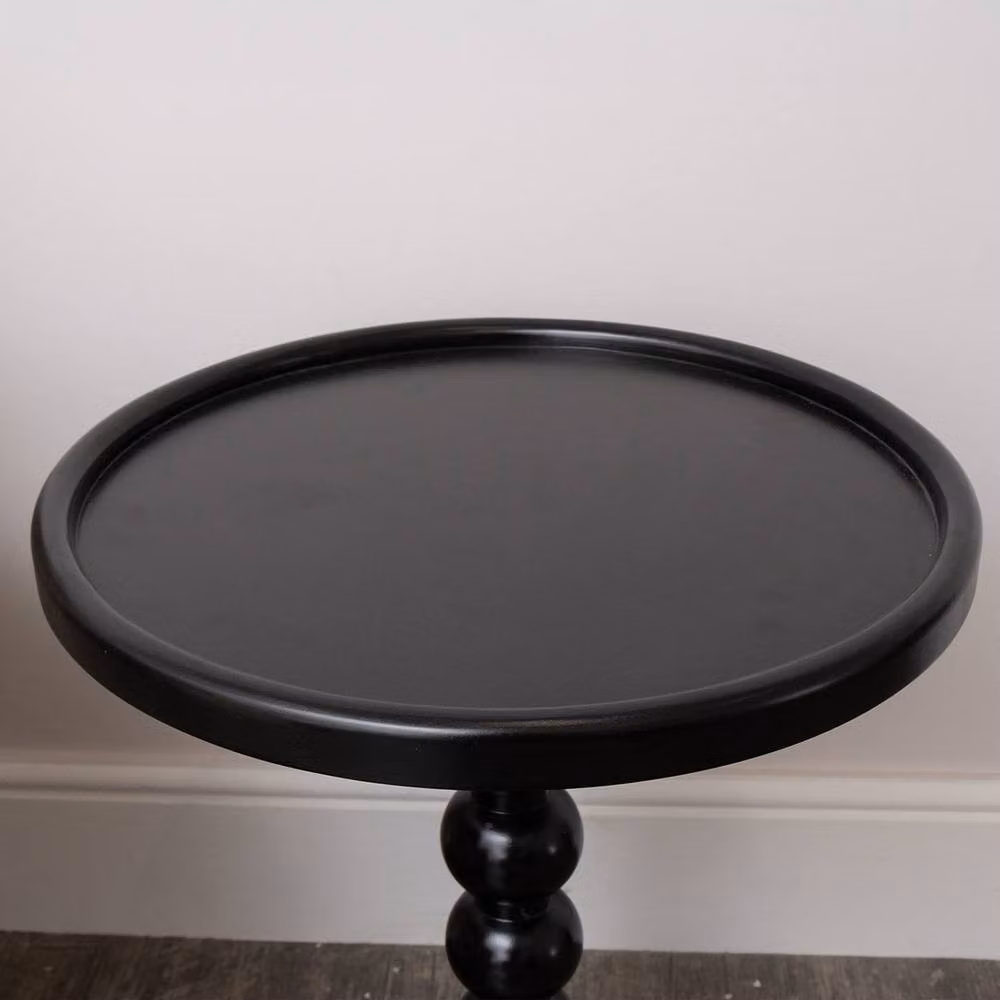 Melody Maison Black Painted Round Wooden Bobble Side Table, W/D/H: 45 x 45 x 56.5 cm – 2