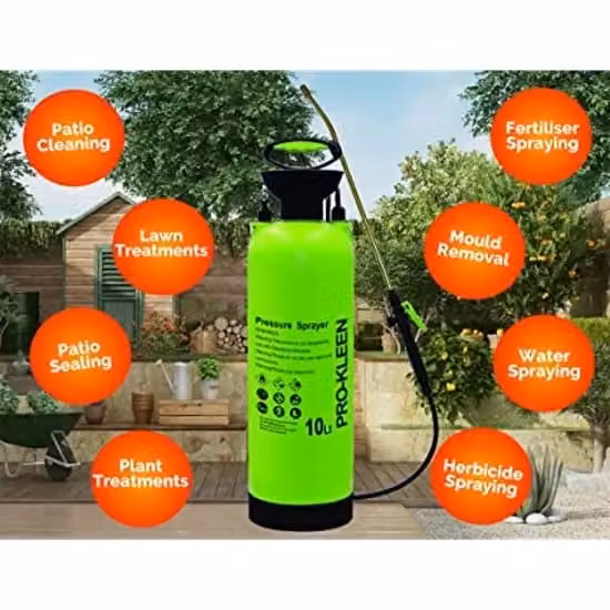ProKleen 10L Manual Garden Pressure Sprayer with Brass Lance in Green – 5