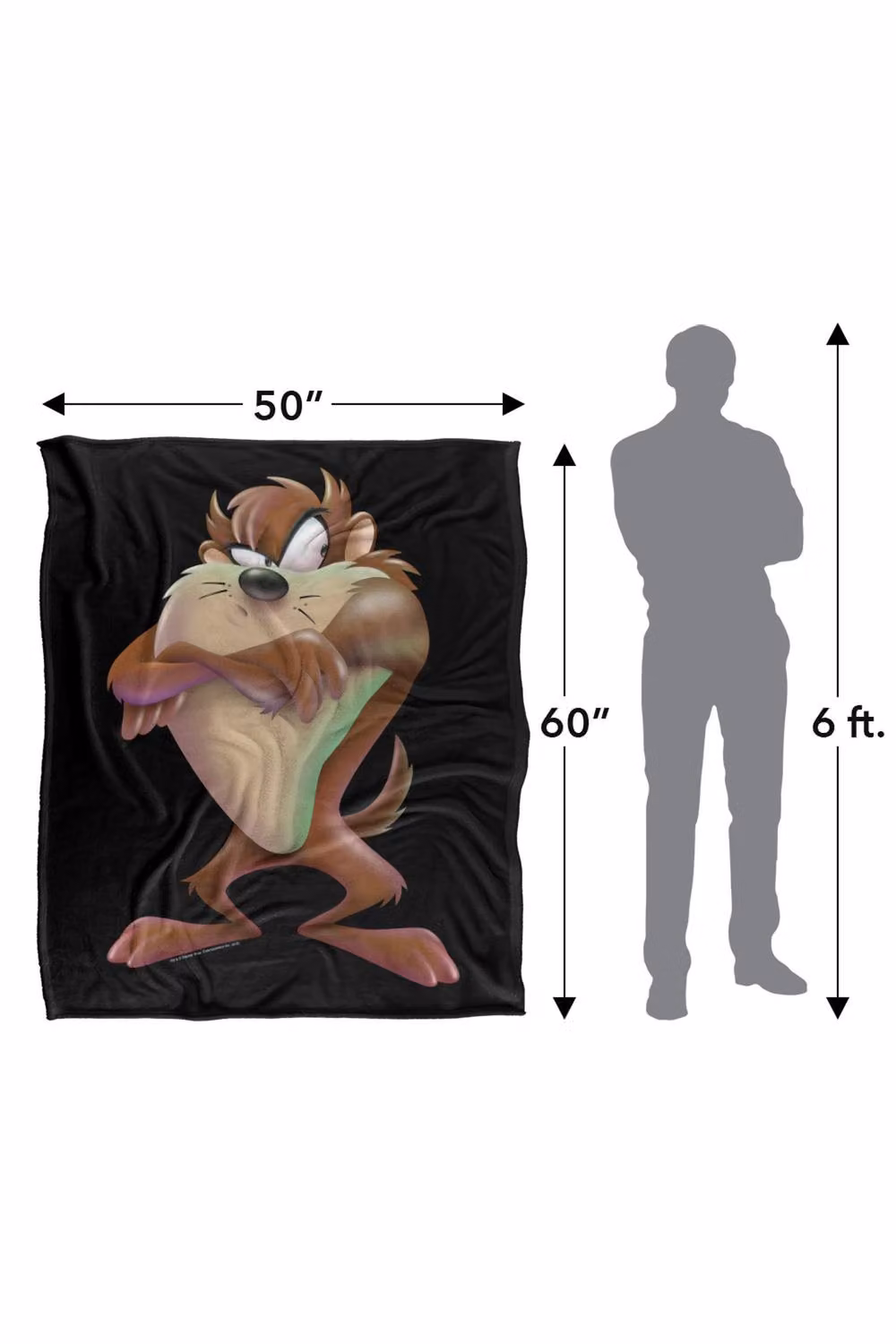 Warner Bros. Looney Tunes Taz Silky Touch Super Soft Fluffy Polyester Throw Blanket in Multicolour and Black, Extra Large – 3