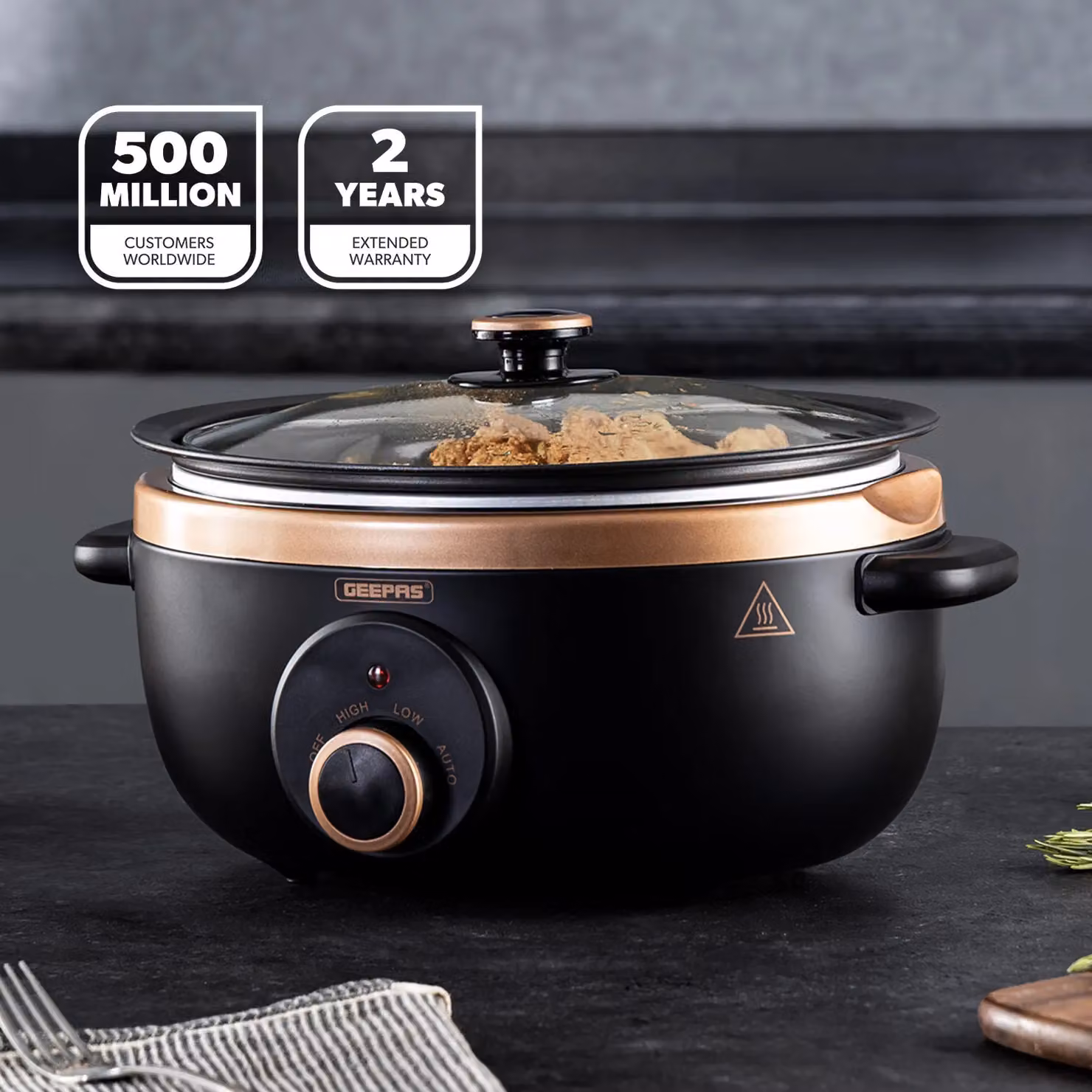 Geepas 6.5L Slow Cooker with 3 Heat Settings and Auto Mode in Black – 2
