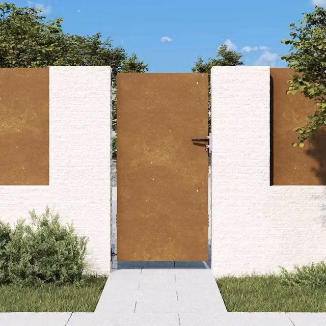 Berkfield Home Corten Steel Garden Gate in Brown, W: 85 cm, H: 200 cm – 1